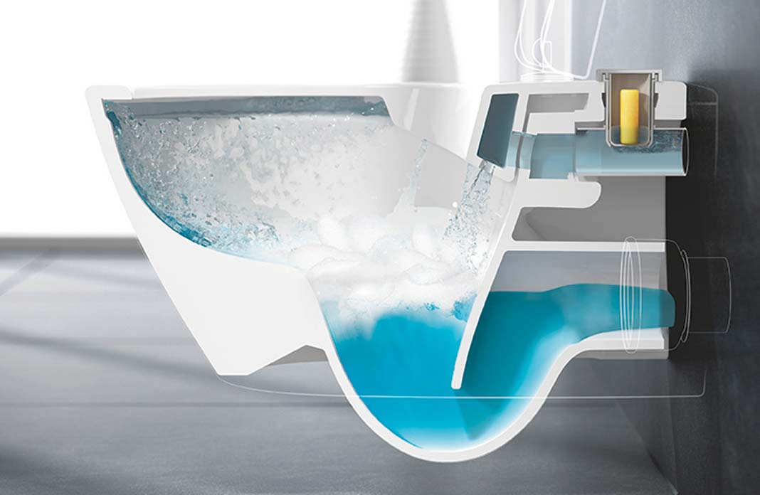 Cuvette D'eau Chasse D'eau Toilette Bloc De Toilette Avec Boules Bleu Et  Jaune Clips Vidéos - Vidéo du arrêter, chimique: 278605907